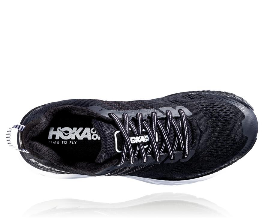 Walking Shoes Womens - Hoka One One Clifton 6 - Black/White - RCOEAUG-93